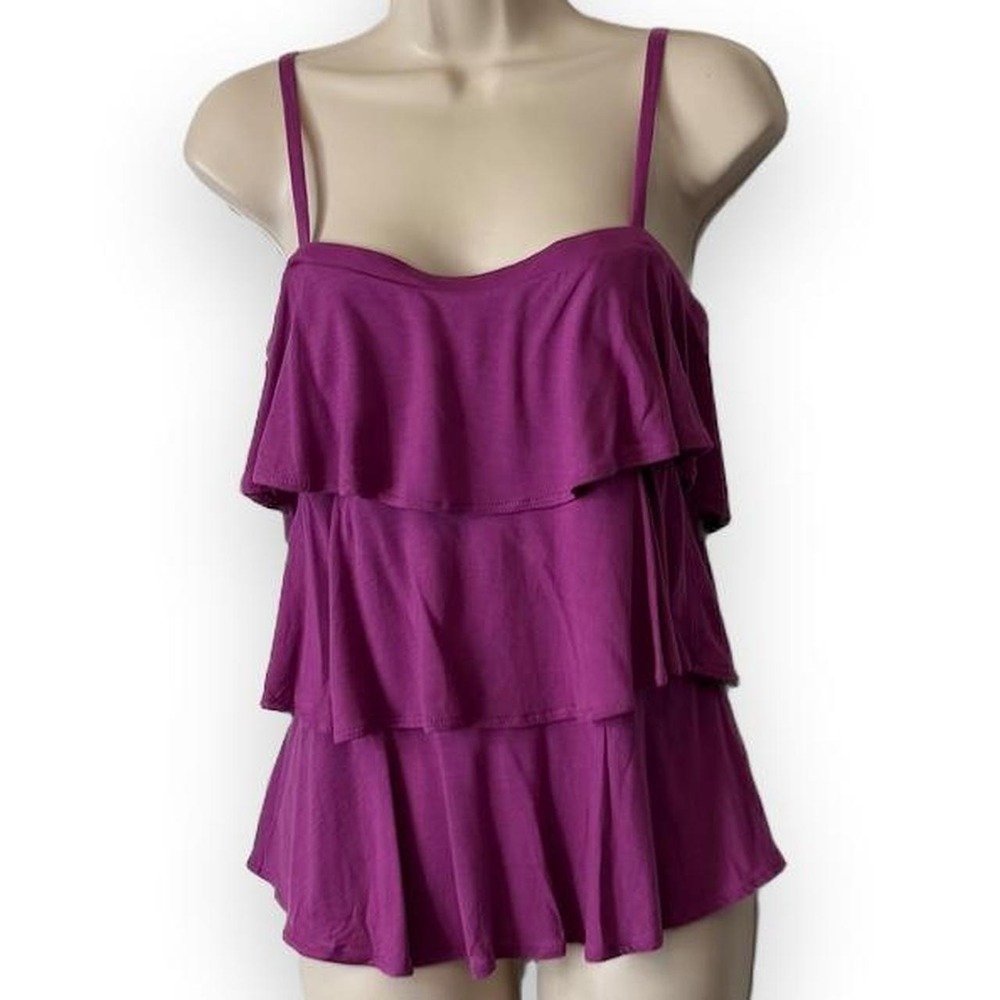 Vintage Y2K Gap Purple Tiered Ruffle Camisole Top, Women's Size M